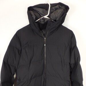 Eddie Bauer 80% Down Coat Women's Large, Long Black Dual Zip Very Warm Excellent